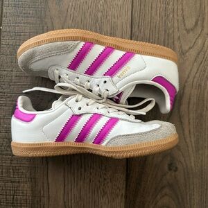 Adidas Kids Samba White and Pink Shoes